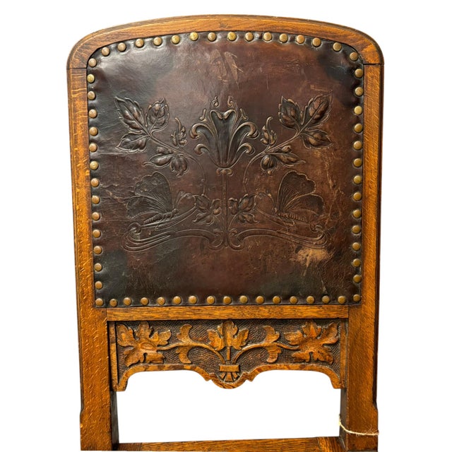 Wood Mid 19th Century Antique Carved Oak Side Chair For Sale - Image 7 of 12