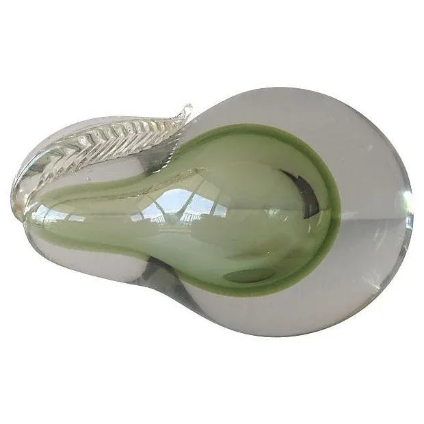 Alfredo Barbini C1960's Italian Alfredo Barbini Hand-Blown Celadon Green Pear Bookend With Gold Dust Inclusions For Sale - Image 4 of 7