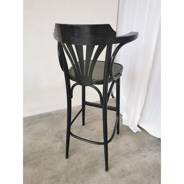 Mid-Century Black Bentwood Bar Chair in the style of Thonet, 1970s For Sale - Image 4 of 18