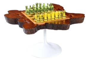 Custom Made Reversible Chess and Backgammon Live Edge Game Table