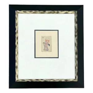 Vintage Boho Framed 1938 Old Maid Playing Card