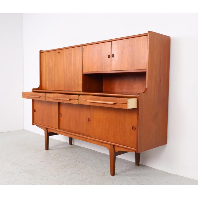 Vintage Danish Teak Highboard or Buffet, 1960s For Sale - Image 6 of 18