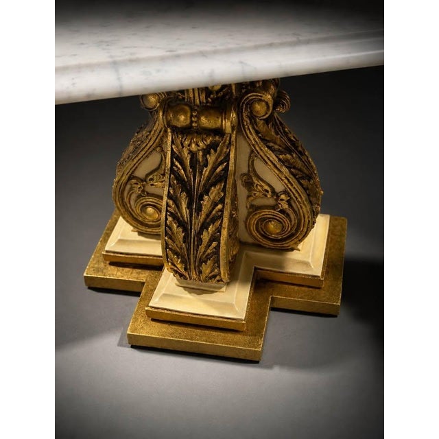 Pair of 1970 Fuggiti Studios Gilt Marble Top Pedestal Side Tables For Sale - Image 4 of 10