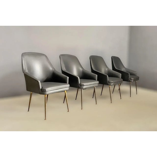 1950s Small Armchairs attributed to Lina Bo Bardi and Carlo Pagani for Arflex, 1950s, Set of 4 For Sale - Image 5 of 6