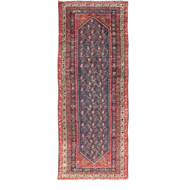 Antique Persian Malayer Runner With Sub-Geometric All-Over Design in Multicolors For Sale