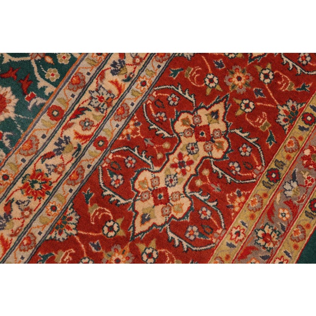 1990s Shabby Chic 1990's Pak-Persian Green/Rust Wool Rug - 8'2'' X 10'3'' For Sale - Image 5 of 9