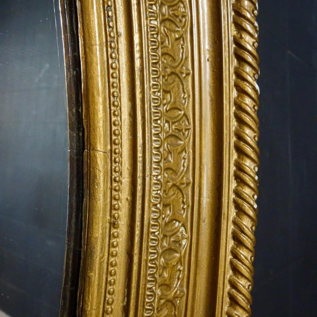 Antique Oval Mirror in Golden Frame For Sale - Image 5 of 6