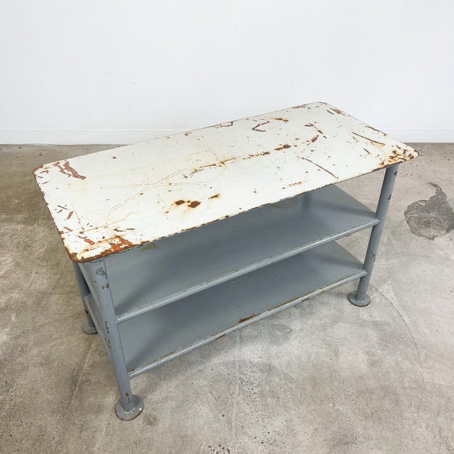 Industrial Industrial Metal Three-Tier Worktable, 1980s For Sale - Image 3 of 10