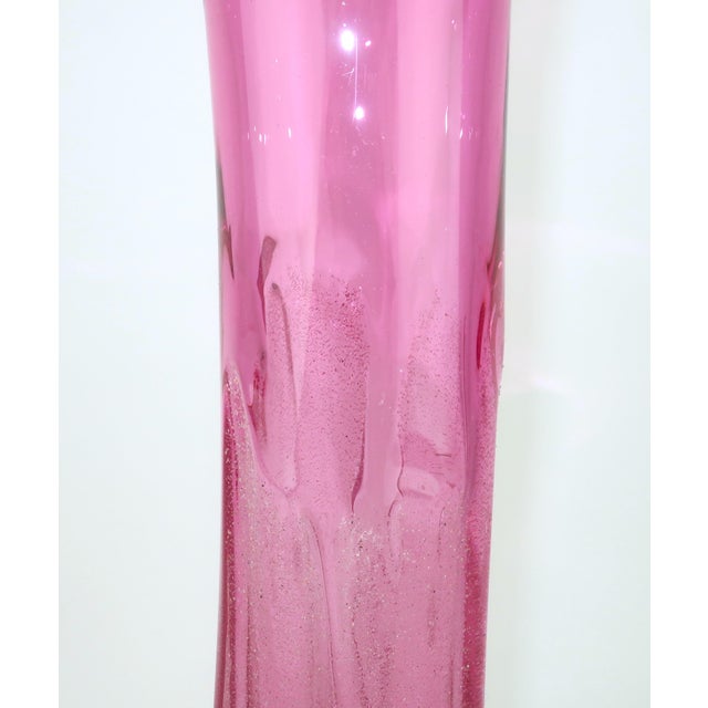 Neal Drobnis Sand Cast Magenta Art Glass Vase, 1997 For Sale - Image 14 of 18