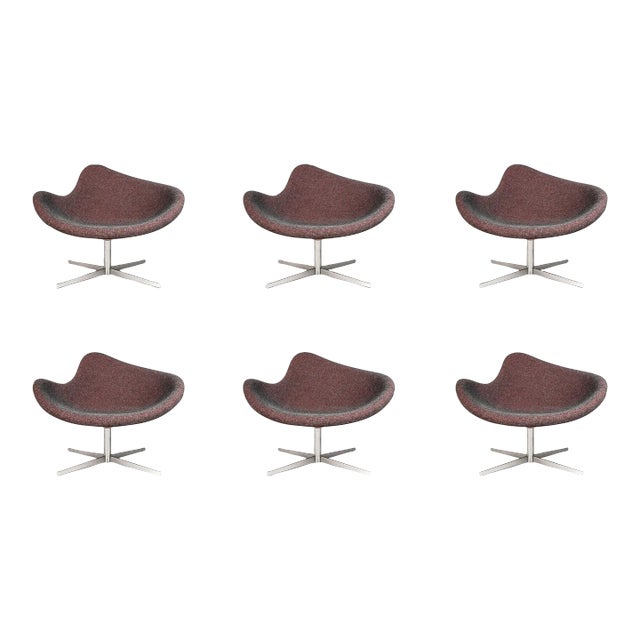 Set of 6 Postmodern Swivel-Base "K2" Magenta Chairs by Busk & Hertzog for Hightower, Usa, C. 2000s For Sale