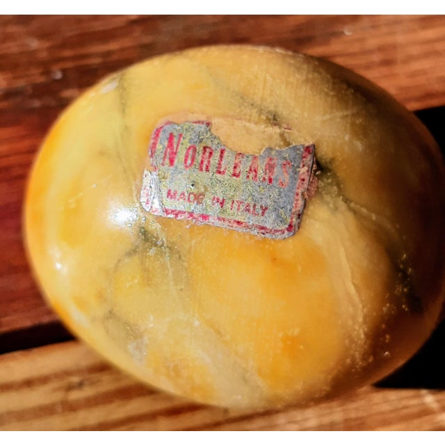 Italian Yellow Amber Italian Easter Alabaster Egg For Sale - Image 3 of 5
