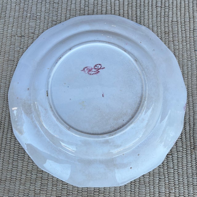 A Nice Antique Staffordshire "Feather" Pattern Red Transfer Decorated Plate, Circa 1830's For Sale - Image 9 of 12