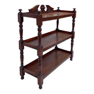 19th-C. English Georgian Carved Mahogany Server / Etagere / Dessert / Shelf For Sale