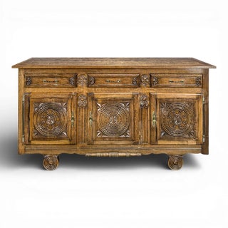 Brutalist Carved Oak Sideboard For Sale