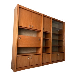 Mid 20th Century Scandinavian Teak Wall Unit - 3 Pieces For Sale