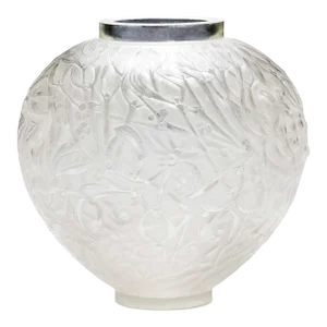 René Lalique "Gui" Frosted Glass Vase, 1920's