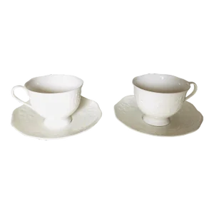 1990' Vintage Mikasa "Country Villa" Pattern Teacups & Saucers Set- 4 Pieces