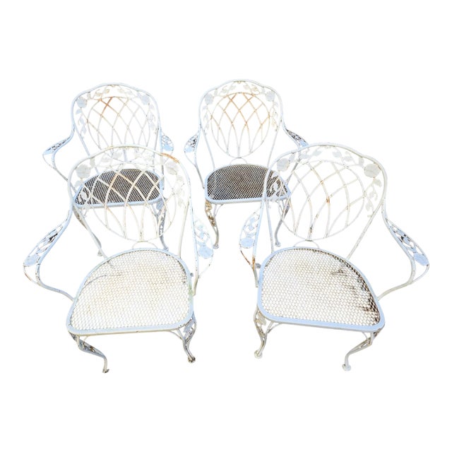 Vintage Wrought Iron Chairs Set of 4 For Sale