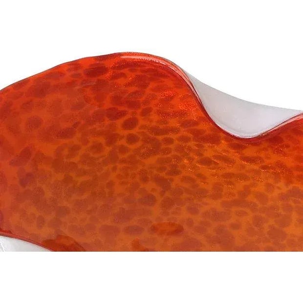 C.1960's Italian Alfredo Barbini Hand-Blown Murano White & Tangerine With Copper Fleck Bowl For Sale In West Palm - Image 6 of 7