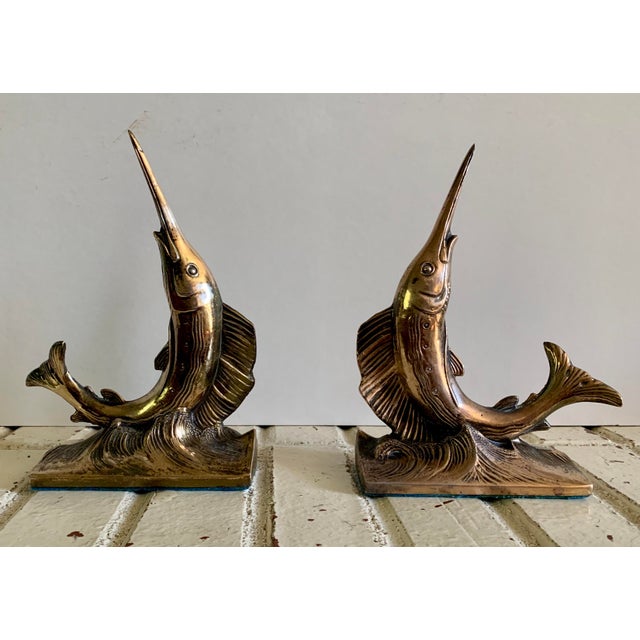 Vintage MidCentury Brass Swordfish Fish Bookends a Pair Chairish