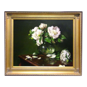 William Martin Untitled Peonies Flower Oil on Canvas W/Custom Frame Hand Signed
