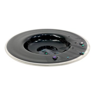 David Garcia Postmodern Fused Art Glass Charger Display Bowl For Sale