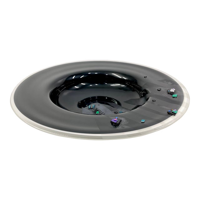 David Garcia Postmodern Fused Art Glass Charger Display Bowl For Sale