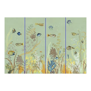 36'*100"/Panel *4 Panels, Coral Reef , Sea Fish Wallpaper , a Set of 4 Panels Wallpaper for Kids Room For Sale