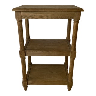 Restoration Hardware-Style White Oak Three-Tiered Side Table For Sale
