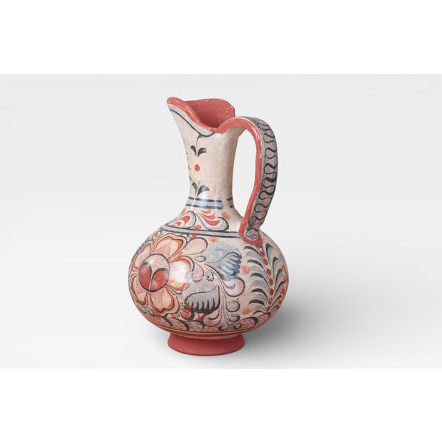 Ceramic 1970s Mexican Tonalá Pottery Pitcher With Haindpainted Floral Motifs For Sale - Image 7 of 15