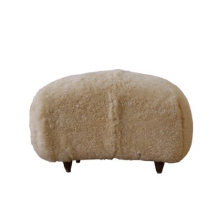 Vintage Sheepskin Footstool, Italy 1950s For Sale