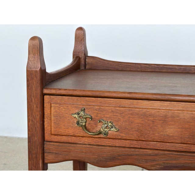 Wood Danish Brutalist Oak Bedside Tables by Henning Kjærnulf, 1960s, Set of 2 For Sale - Image 7 of 11