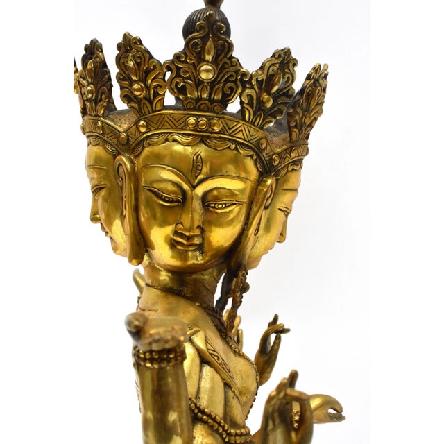 Large Gilded Tibetan Buddha Statue Vasundhara For Sale - Image 9 of 12