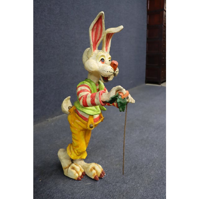 1950s 1950s Hand-Painted Folk Art Rabbit Figure With Carrot For Sale - Image 5 of 13