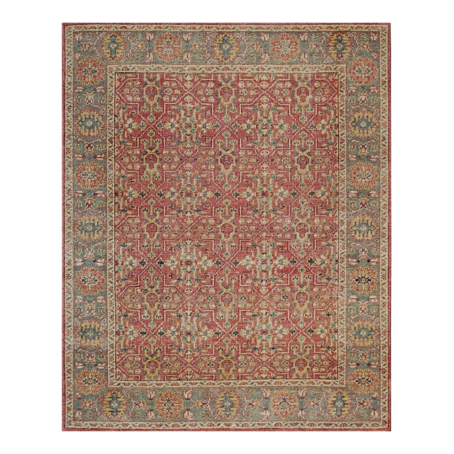 10x14 Celia Oushak Rust Traditional Floral Hand Knotted Wool Carpet Rug For Sale