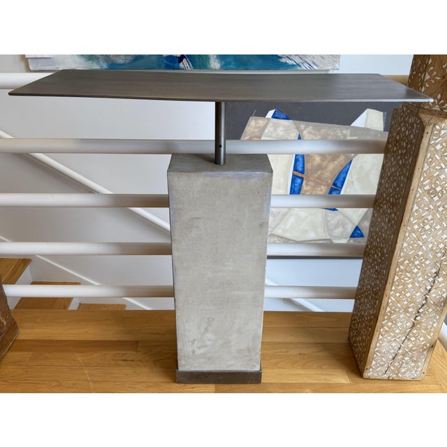 2020s Custom Minimalist Limestone and Steel Console Table by Hastening Designs For Sale - Image 5 of 12