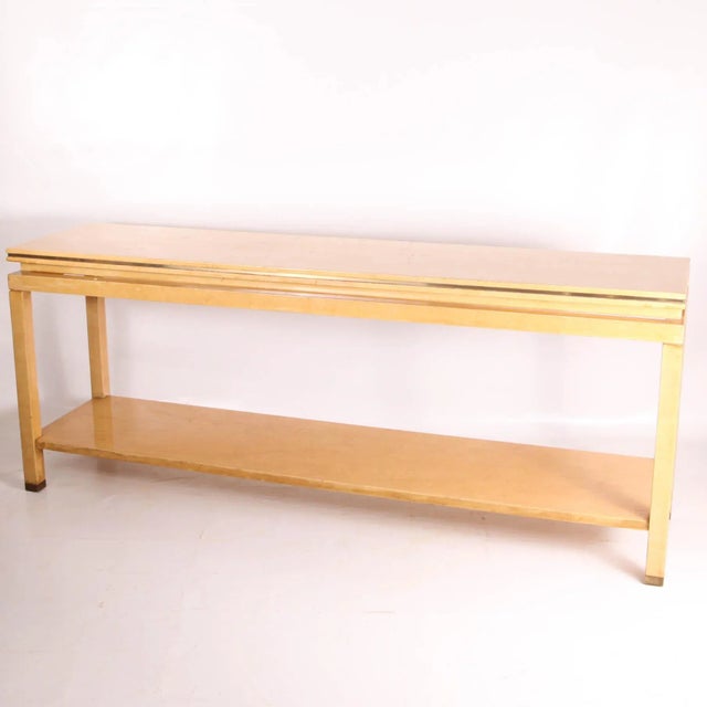 Large Console in Parchment and Brass attributed to Aldo Tura, 1970s For Sale - Image 9 of 9