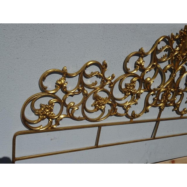 Rococo Style King Size Iron Scrolled Headboard Metallic Gold Italian Headboard For Sale - Image 4 of 13