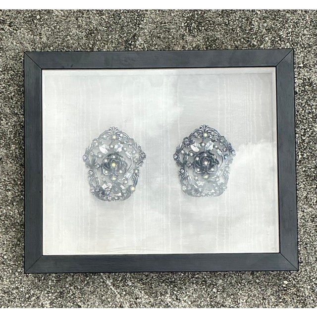 Mid 20th Century Vintage 1940s Rhinestone Shoe Clips in Shadowbox For Sale - Image 5 of 12