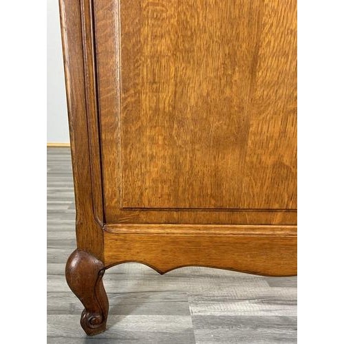 Vintage French Louis Style Oak Double Bed Frame with Carved Headboard For Sale - Image 6 of 13