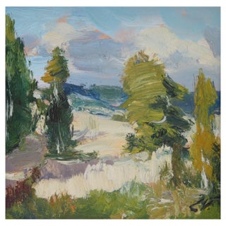Edgars Vinters, Sunny Landscape, Oil on Cardboard, 1990 For Sale