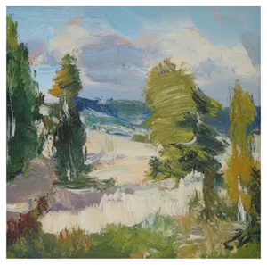 Edgars Vinters, Sunny Landscape, Oil on Cardboard, 1990