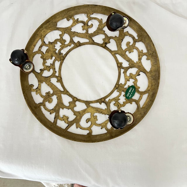 English Brass Reticulated Rolling Plant Stand/Caddy For Sale - Image 3 of 4