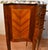 French 1910 Pair French Louis XV Walnut Satinwood & Marble Bedside Tables Nightstands For Sale - Image 3 of 13