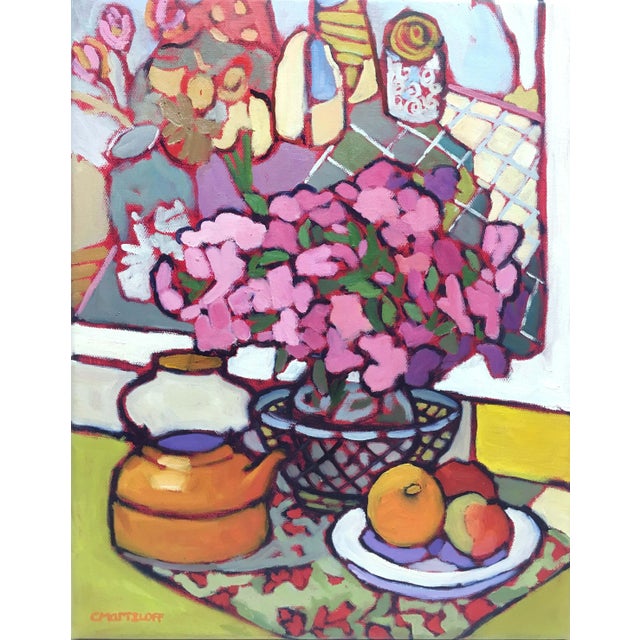 "Serendipitous Collection" Original Fauvist Still Life Oil Painting by Catherine Martzloff For Sale