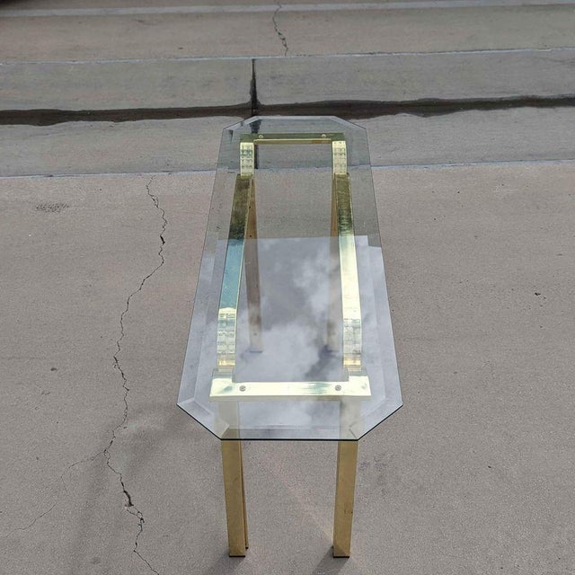 Vintage Brass and Glass Console Table, Mid-Century, Hollywood Regency For Sale - Image 9 of 13