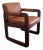 Vintage Solid Wood Library Armchair With Dark Honey Brown Vinyl For Sale