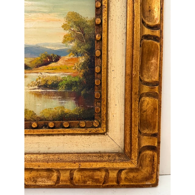 Wood Vintage Framed Landscape Painting, Signed For Sale - Image 7 of 10