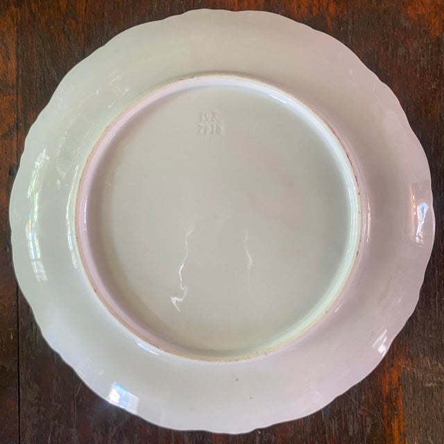 Blue Prussia Plate and Bowl Set Hand Painted Vibrant Blue Border With Gold Accents For Sale - Image 8 of 16