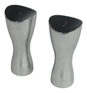 Nambe Studio Polished Modernist Aluminum Salt Pepper Shakers - A Pair